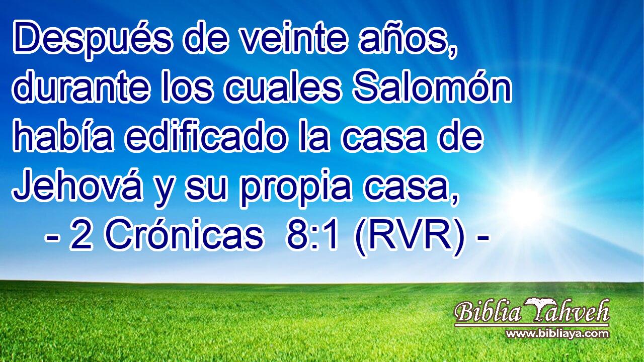 Después de veinte años, durante los cuales Salomón había edificado la casa de Jehová y su propia casa,