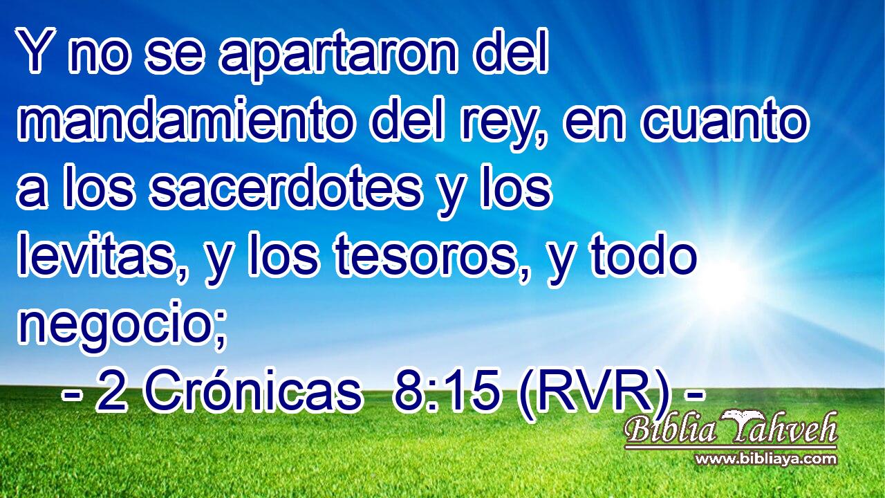 Y no se apartaron del mandamiento del rey, en cuanto a los sacerdotes y los levitas, y los tesoros, y todo negocio;