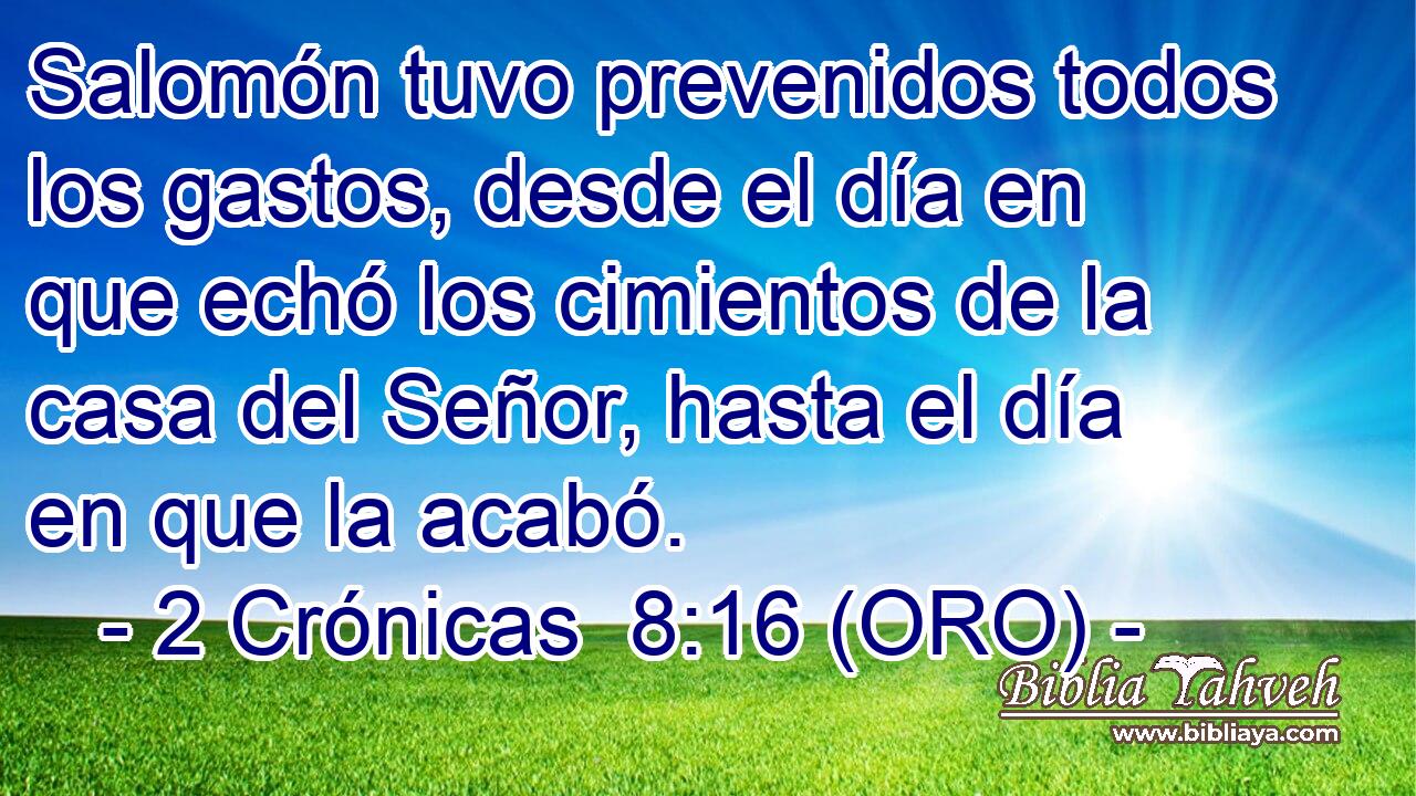  Salomón tuvo prevenidos todos los gastos, desde el día en que echó los cimientos de la casa del Señor, hasta el día en que la acabó. 