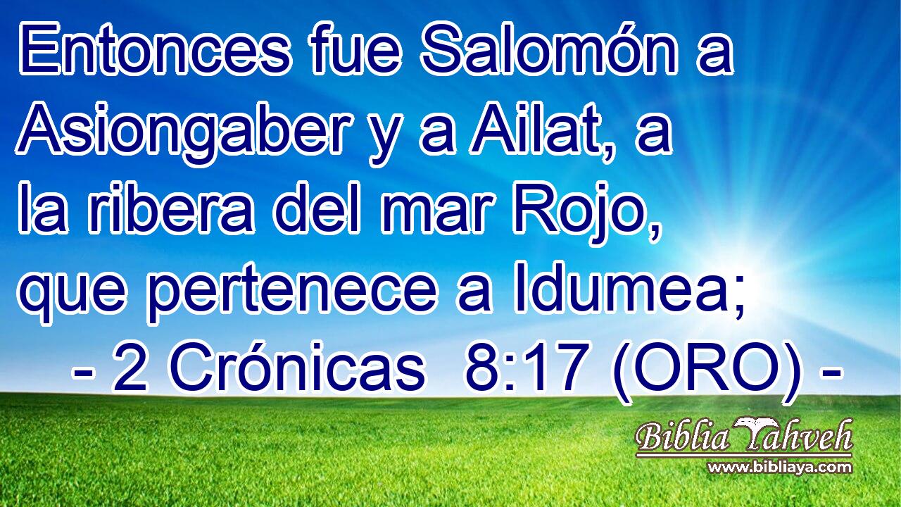  Entonces fue Salomón a Asiongaber y a Ailat, a la ribera del mar Rojo, que pertenece a Idumea; 