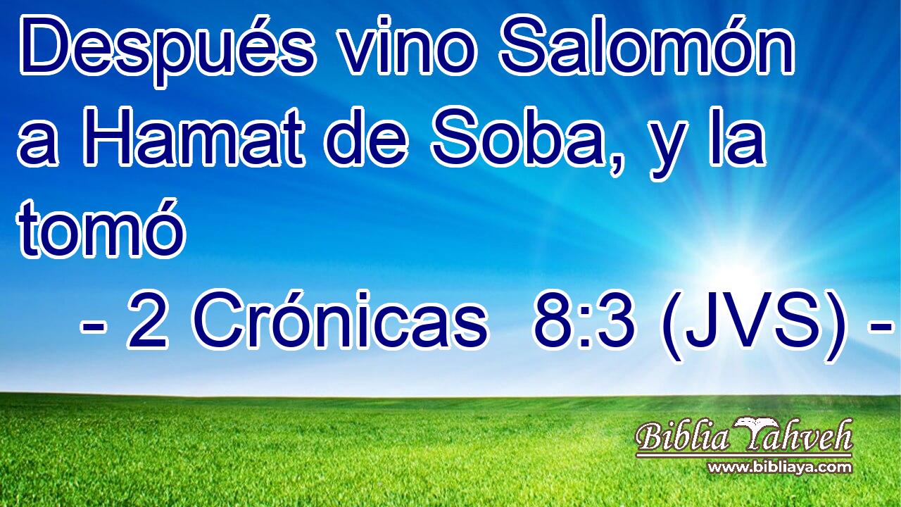 Después vino Salomón a Hamat de Soba, y la tomó