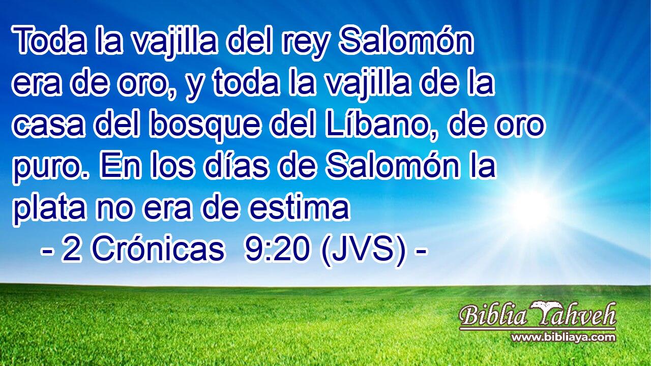 Toda la vajilla del rey Salomón era de oro, y toda la vajilla de la casa del bosque del Líbano, de oro puro. En los días de Salomón la plata no era de estima