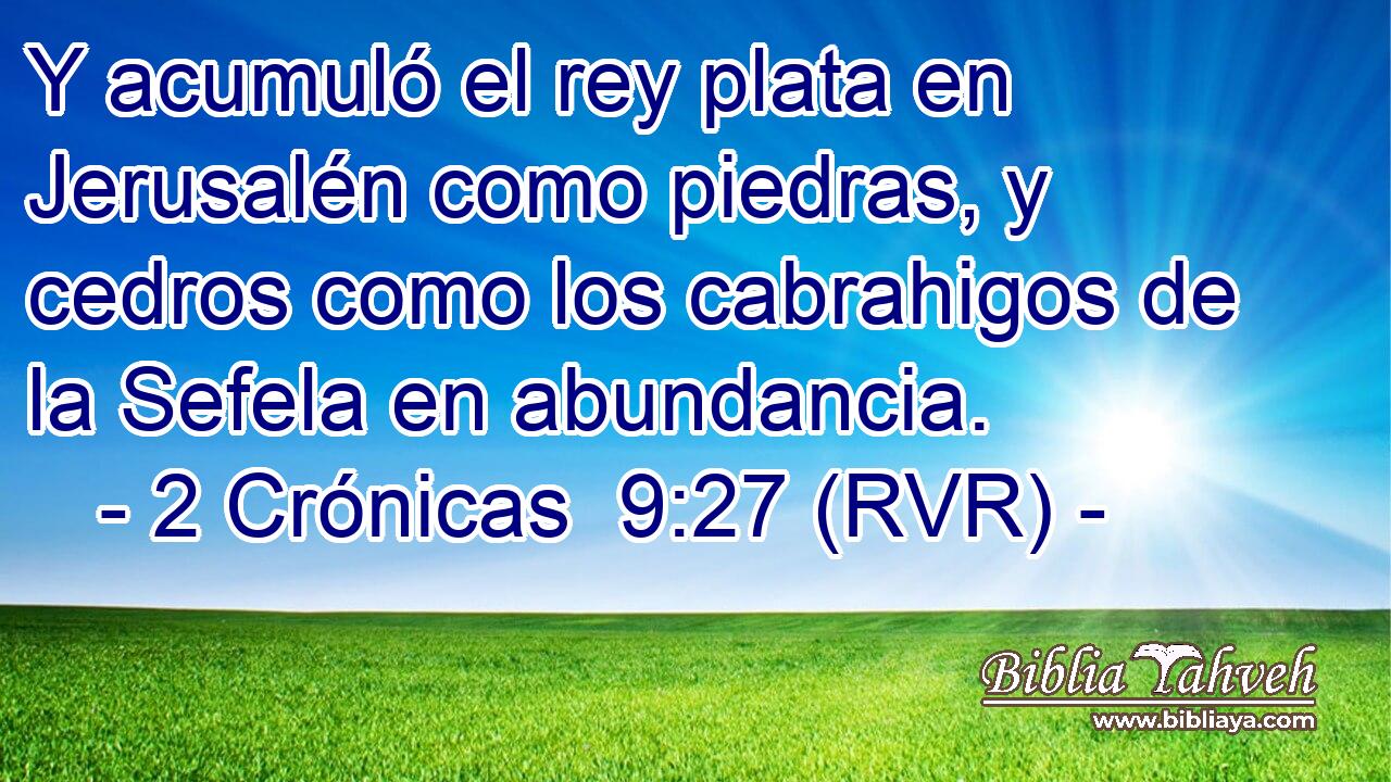 Y acumuló el rey plata en Jerusalén como piedras, y cedros como los cabrahigos de la Sefela en abundancia.