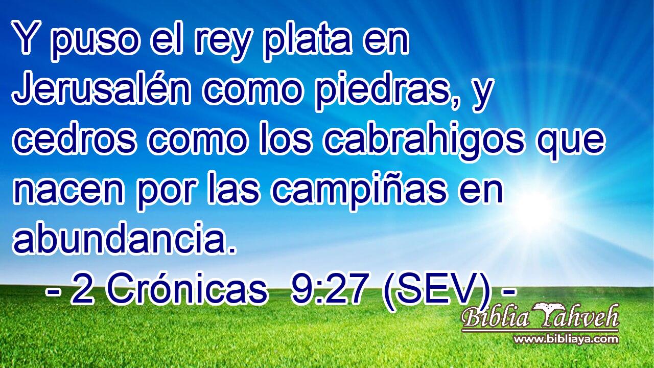 Y puso el rey plata en Jerusalén como piedras, y cedros como los cabrahigos que nacen por las campiñas en abundancia.