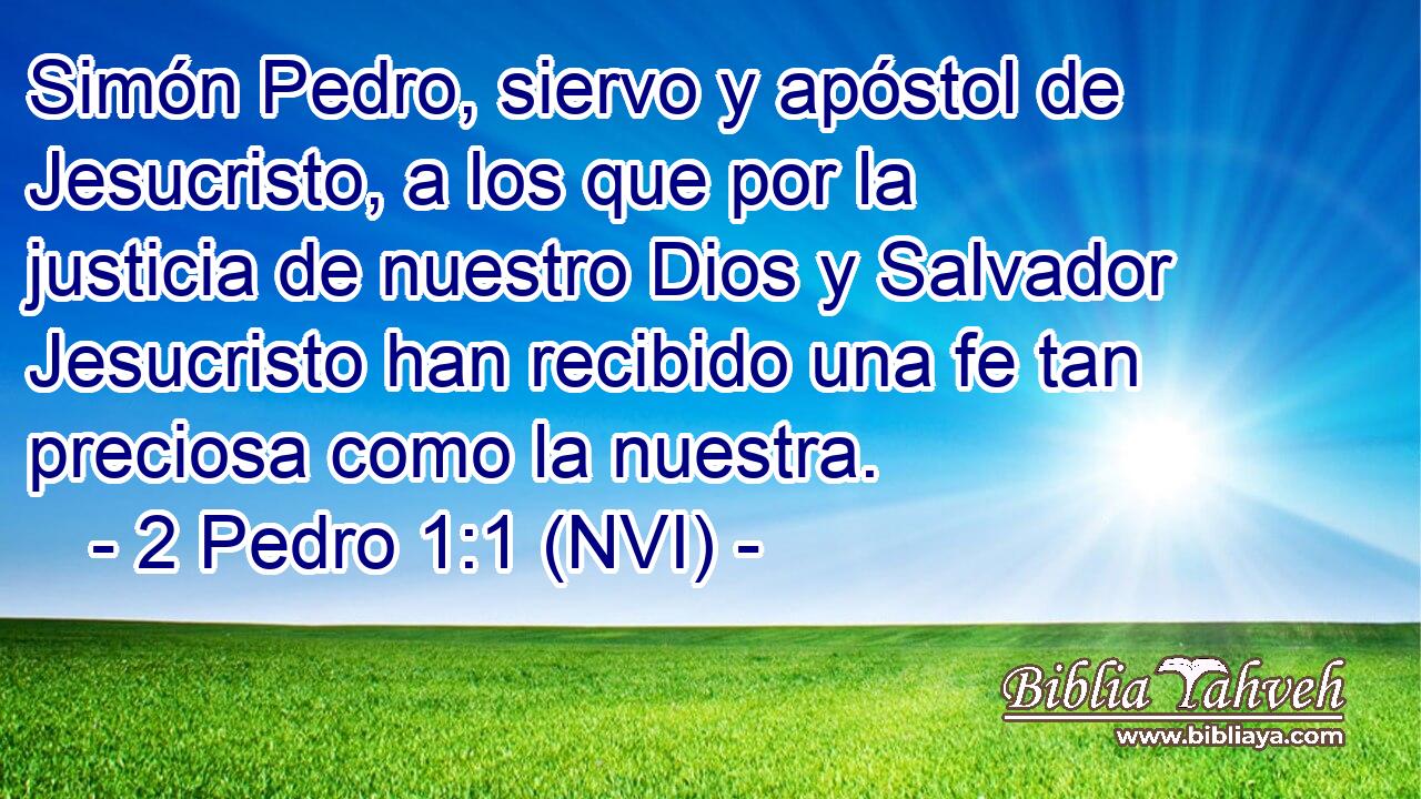  Simón Pedro, siervo y apóstol de Jesucristo, a los que por la justicia de nuestro Dios y Salvador Jesucristo han recibido una fe tan preciosa como la nuestra. 