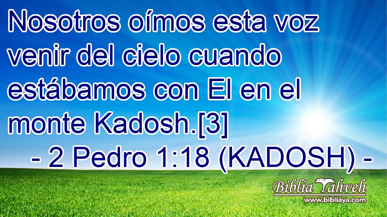  Nosotros oímos esta voz venir del cielo cuando estábamos con El en el monte Kadosh.[3] 