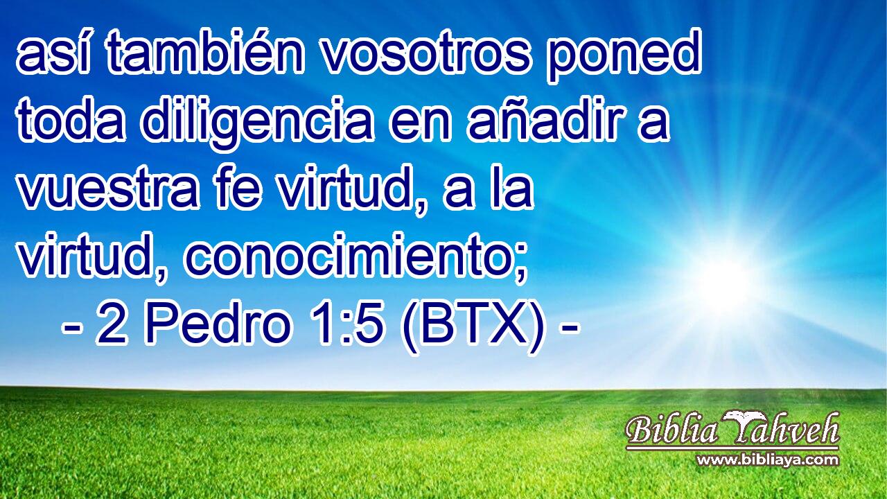 así también vosotros poned toda diligencia en añadir a vuestra fe virtud, a la virtud, conocimiento;