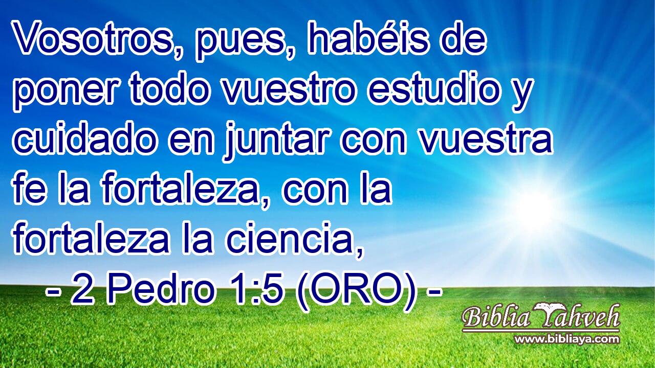  Vosotros, pues, habéis de poner todo vuestro estudio y cuidado en juntar con vuestra fe la fortaleza, con la fortaleza la ciencia, 
