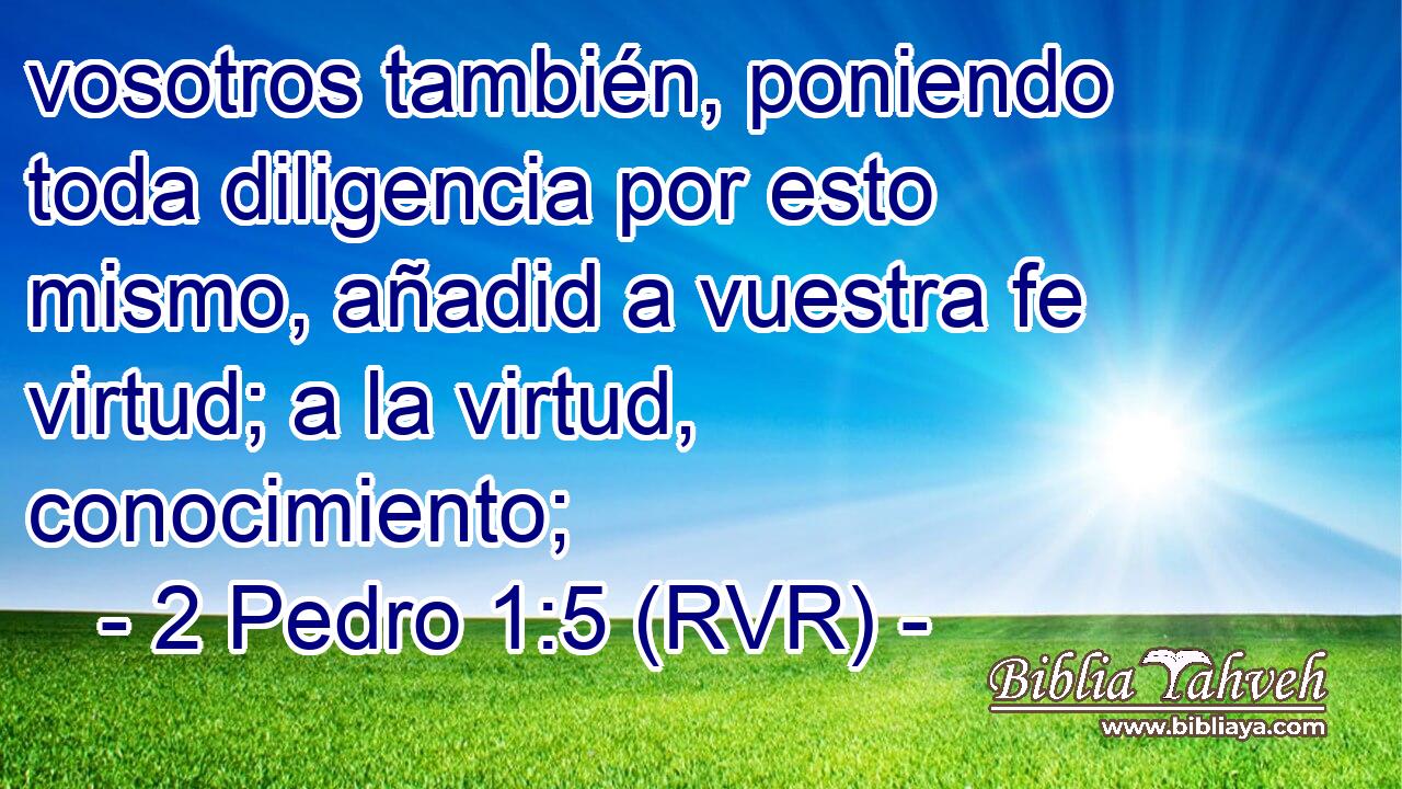 vosotros también, poniendo toda diligencia por esto mismo, añadid a vuestra fe virtud; a la virtud, conocimiento;
