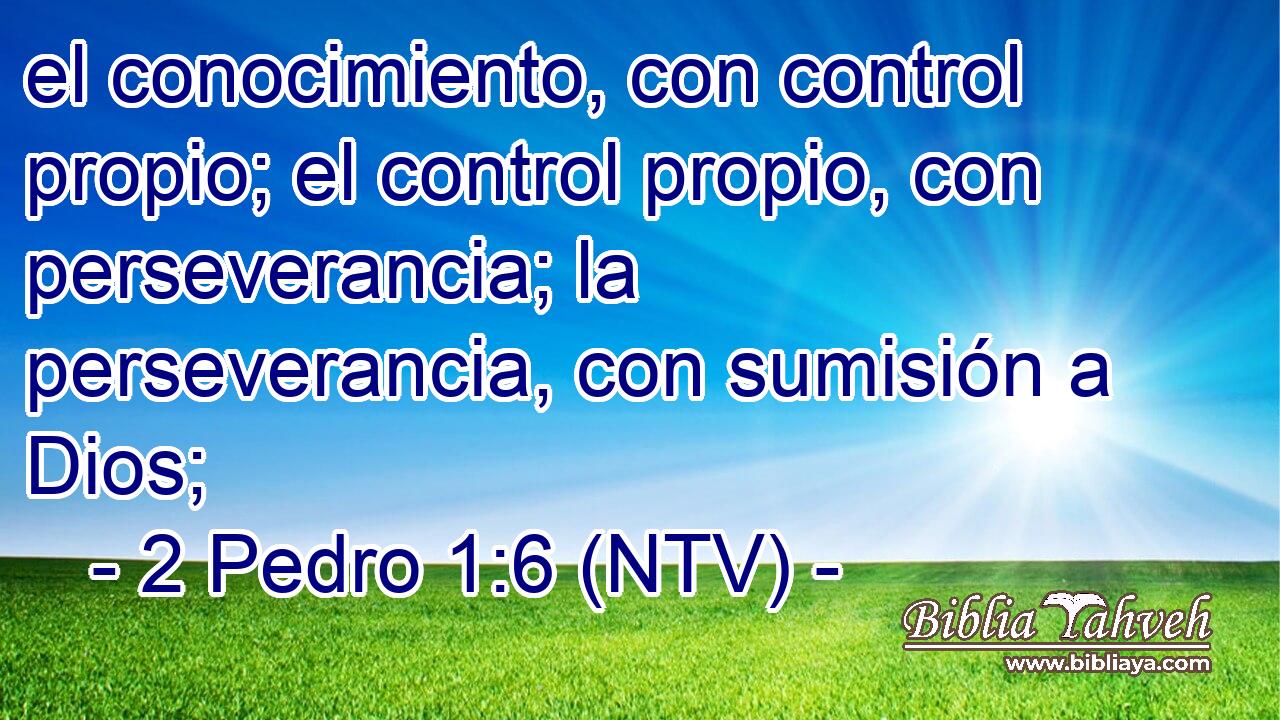 el conocimiento, con control propio; el control propio, con perseverancia; la perseverancia, con sumisión a Dios;