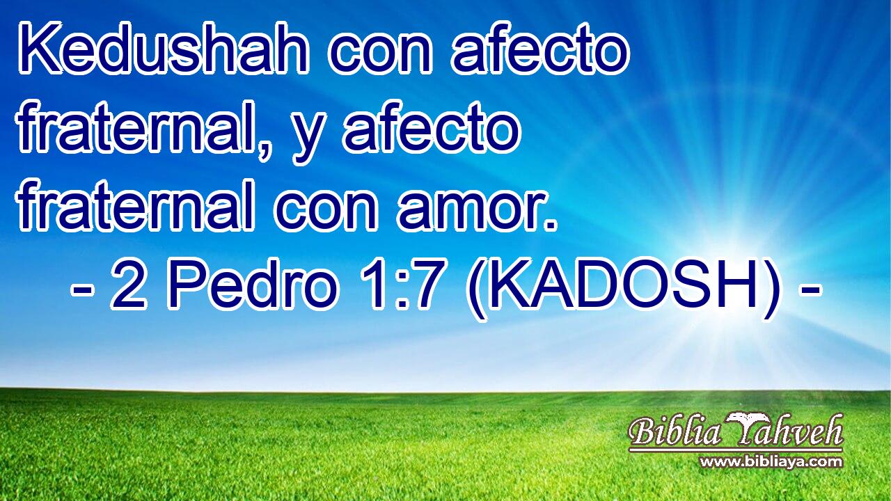  Kedushah con afecto fraternal, y afecto fraternal con amor. 