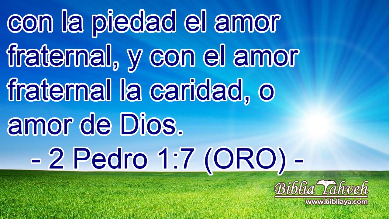  con la piedad el amor fraternal, y con el amor fraternal la caridad, o amor de Dios. 