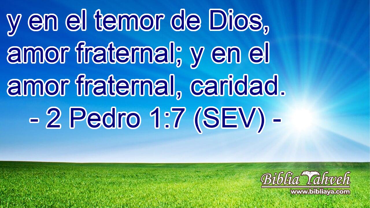 y en el temor de Dios, amor fraternal; y en el amor fraternal, caridad.