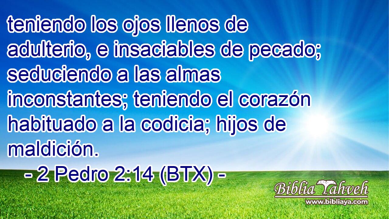 teniendo los ojos llenos de adulterio, e insaciables de pecado; seduciendo a las almas inconstantes; teniendo el corazón habituado a la codicia; hijos de maldición.