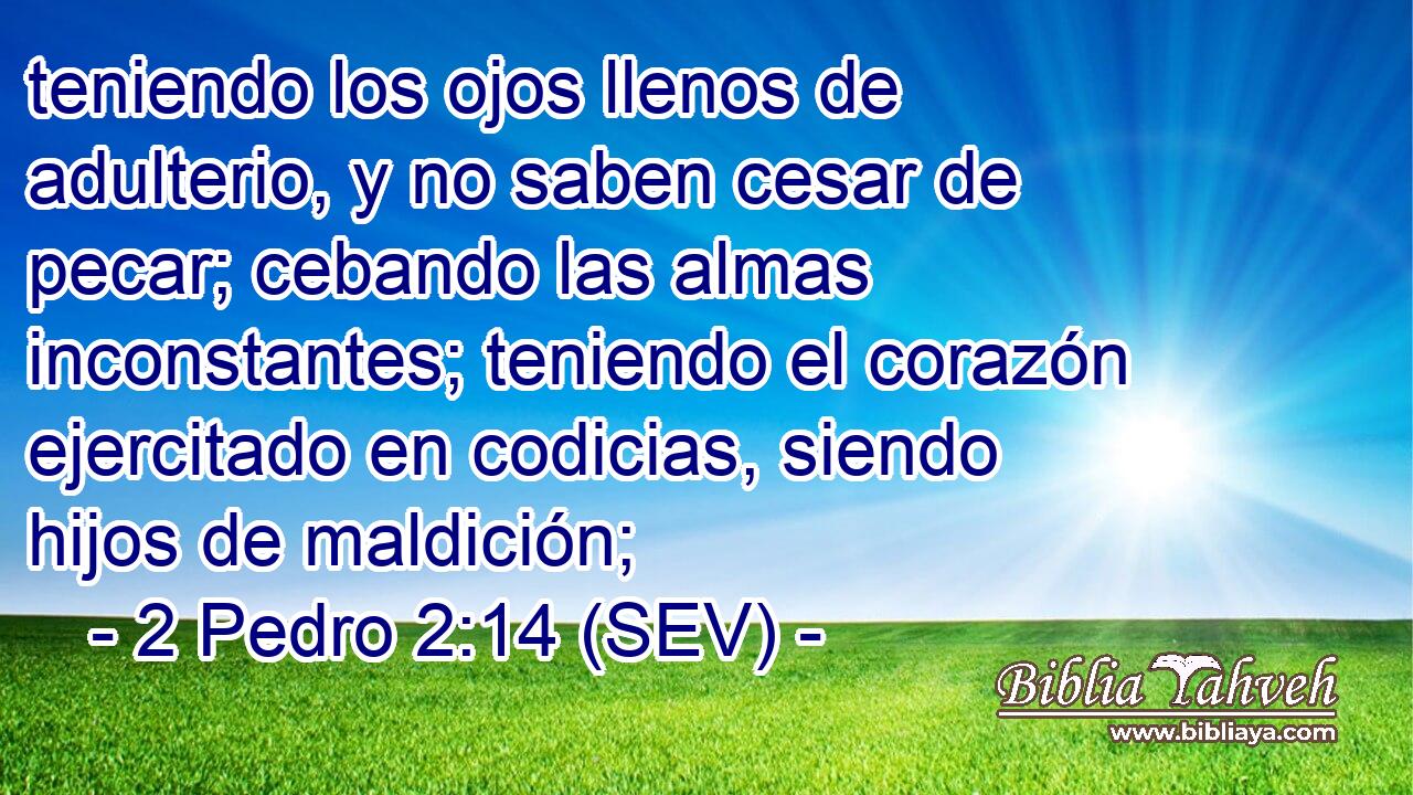 teniendo los ojos llenos de adulterio, y no saben cesar de pecar; cebando las almas inconstantes; teniendo el corazón ejercitado en codicias, siendo hijos de maldición;