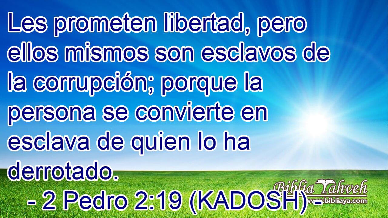  Les prometen libertad, pero ellos mismos son esclavos de la corrupción; porque la persona se convierte en esclava de quien lo ha derrotado. 