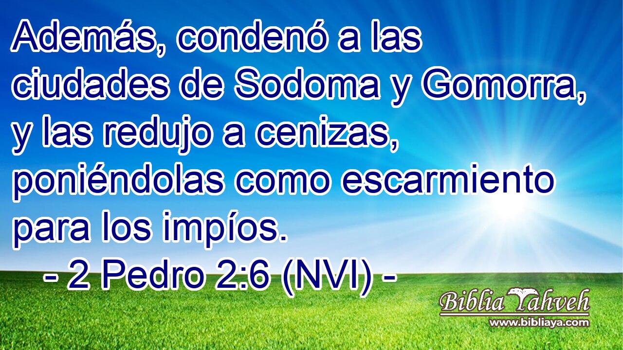  Además, condenó a las ciudades de Sodoma y Gomorra, y las redujo a cenizas, poniéndolas como escarmiento para los impíos. 
