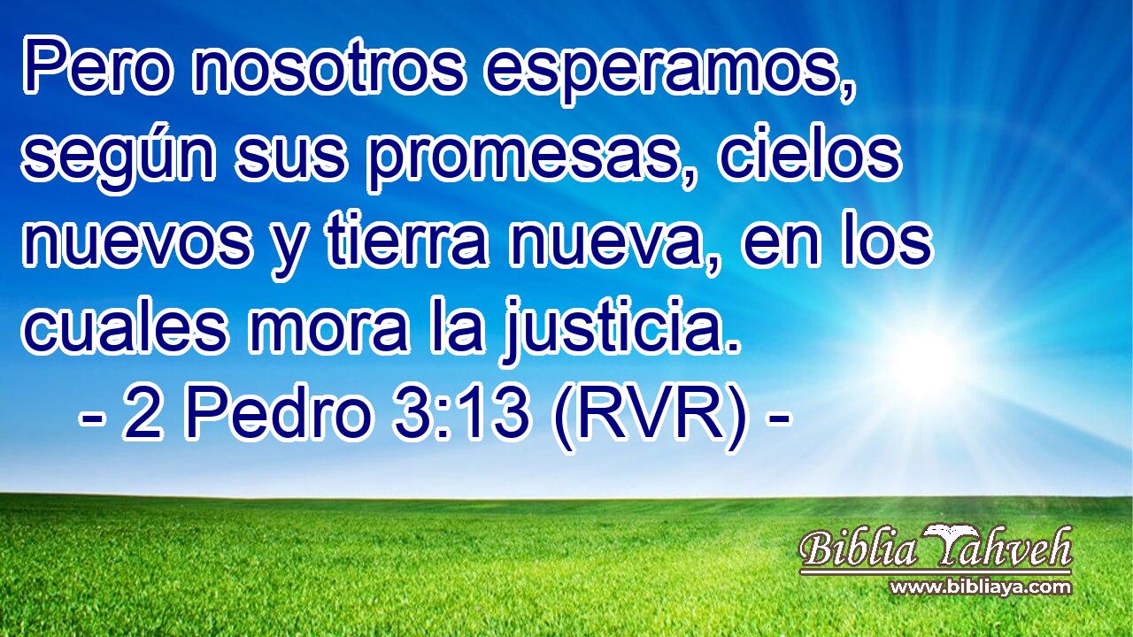 Pero nosotros esperamos, según sus promesas, cielos nuevos y tierra nueva, en los cuales mora la justicia.
