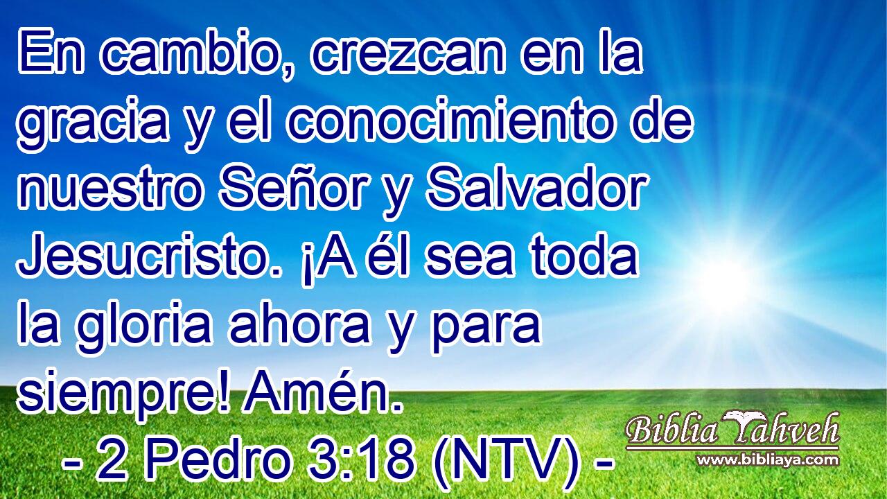 En cambio, crezcan en la gracia y el conocimiento de nuestro Señor y Salvador Jesucristo. ¡A él sea toda la gloria ahora y para siempre! Amén.