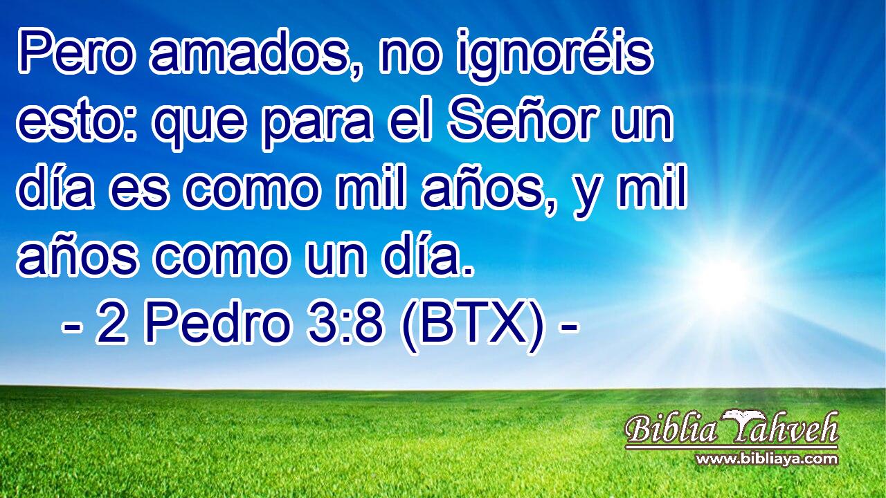 Pero amados, no ignoréis esto: que para el Señor un día es como mil años, y mil años como un día.