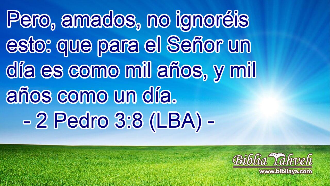 Pero, amados, no ignoréis esto: que para el Señor un día es como mil años, y mil años como un día.