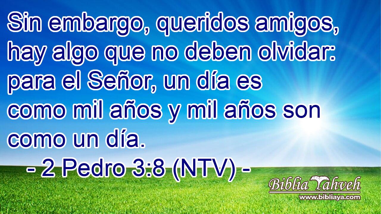 Sin embargo, queridos amigos, hay algo que no deben olvidar: para el Señor, un día es como mil años y mil años son como un día.