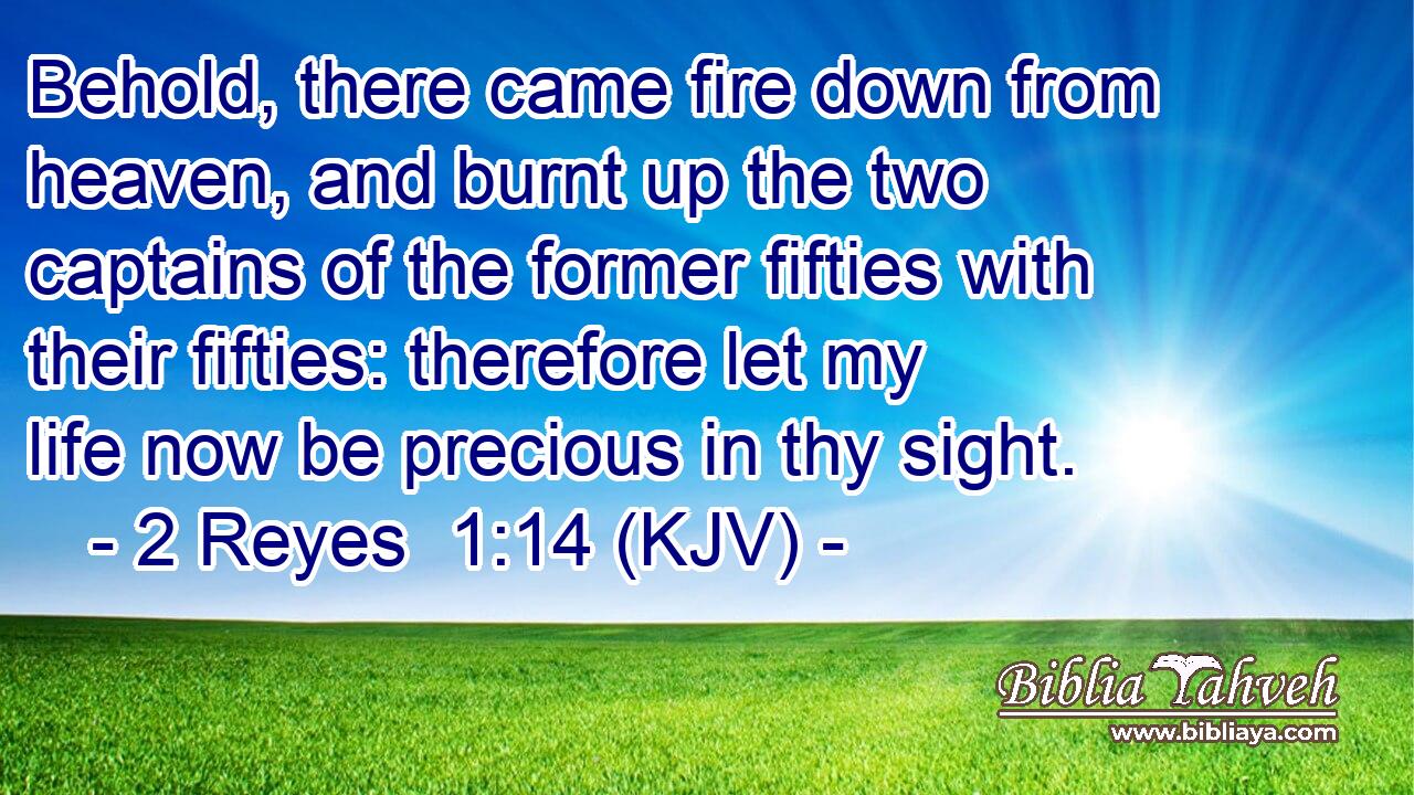 Behold, there came fire down from heaven, and burnt up the two captains of the former fifties with their fifties: therefore let my life now be precious in thy sight.