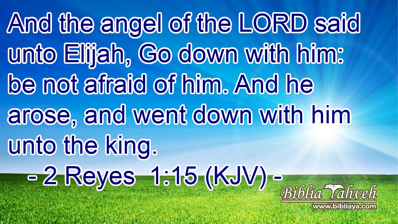 And the angel of the LORD said unto Elijah, Go down with him: be not afraid of him. And he arose, and went down with him unto the king.