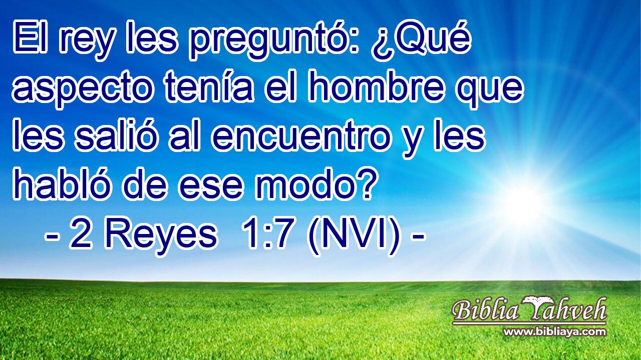  El rey les preguntó: ¿Qué aspecto tenía el hombre que les salió al encuentro y les habló de ese modo? 