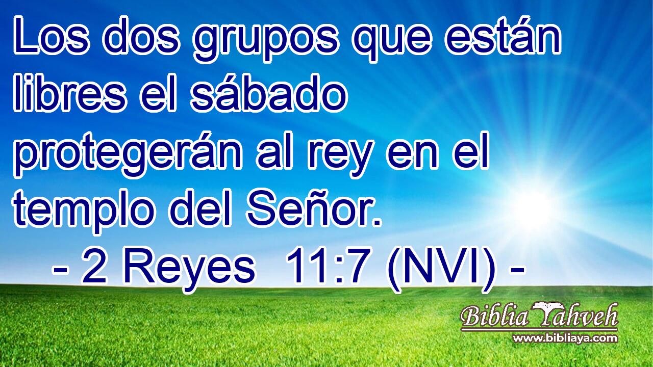  Los dos grupos que están libres el sábado protegerán al rey en el templo del Señor. 