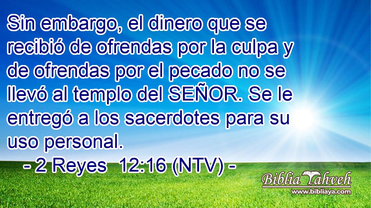 Sin embargo, el dinero que se recibió de ofrendas por la culpa y de ofrendas por el pecado no se llevó al templo del SEÑOR. Se le entregó a los sacerdotes para su uso personal.