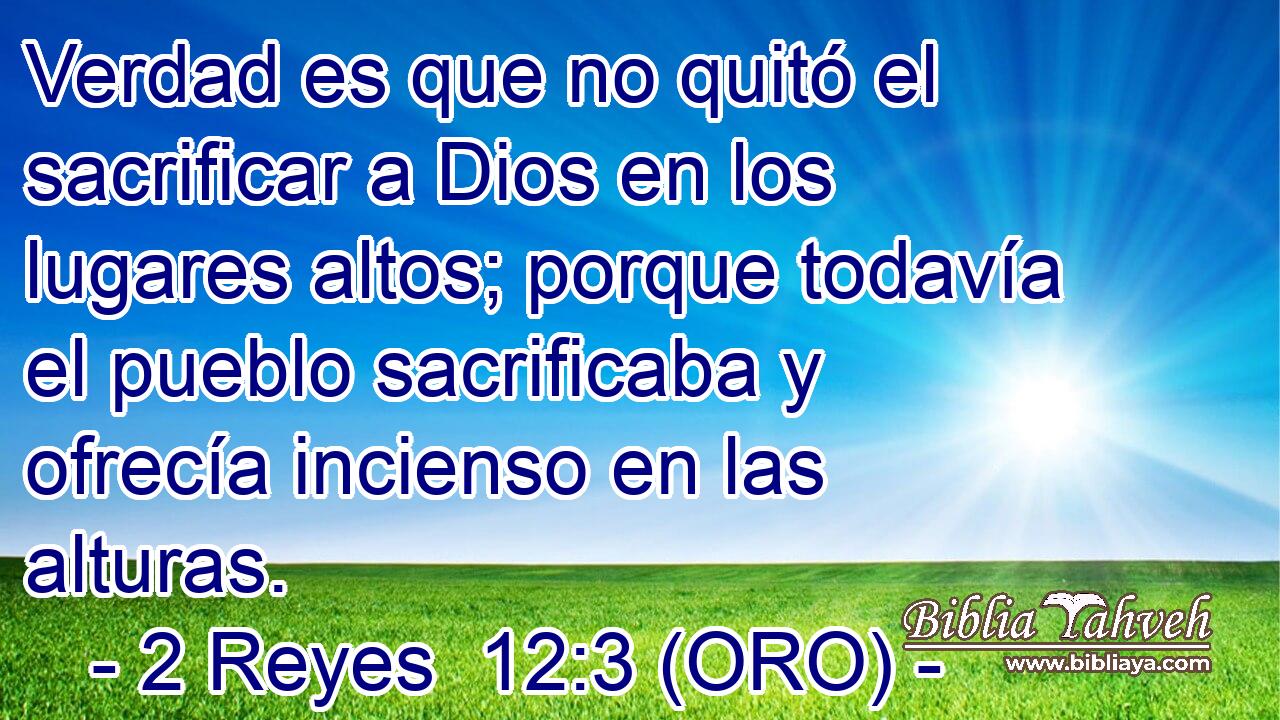  Verdad es que no quitó el sacrificar a Dios en los lugares altos; porque todavía el pueblo sacrificaba y ofrecía incienso en las alturas. 