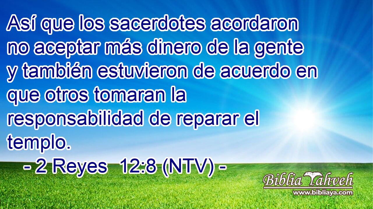 Así que los sacerdotes acordaron no aceptar más dinero de la gente y también estuvieron de acuerdo en que otros tomaran la responsabilidad de reparar el templo.