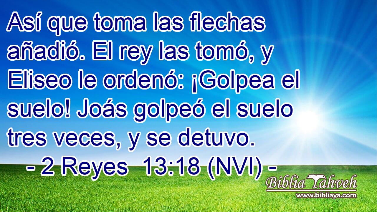  Así que toma las flechas añadió. El rey las tomó, y Eliseo le ordenó: ¡Golpea el suelo! Joás golpeó el suelo tres veces, y se detuvo. 