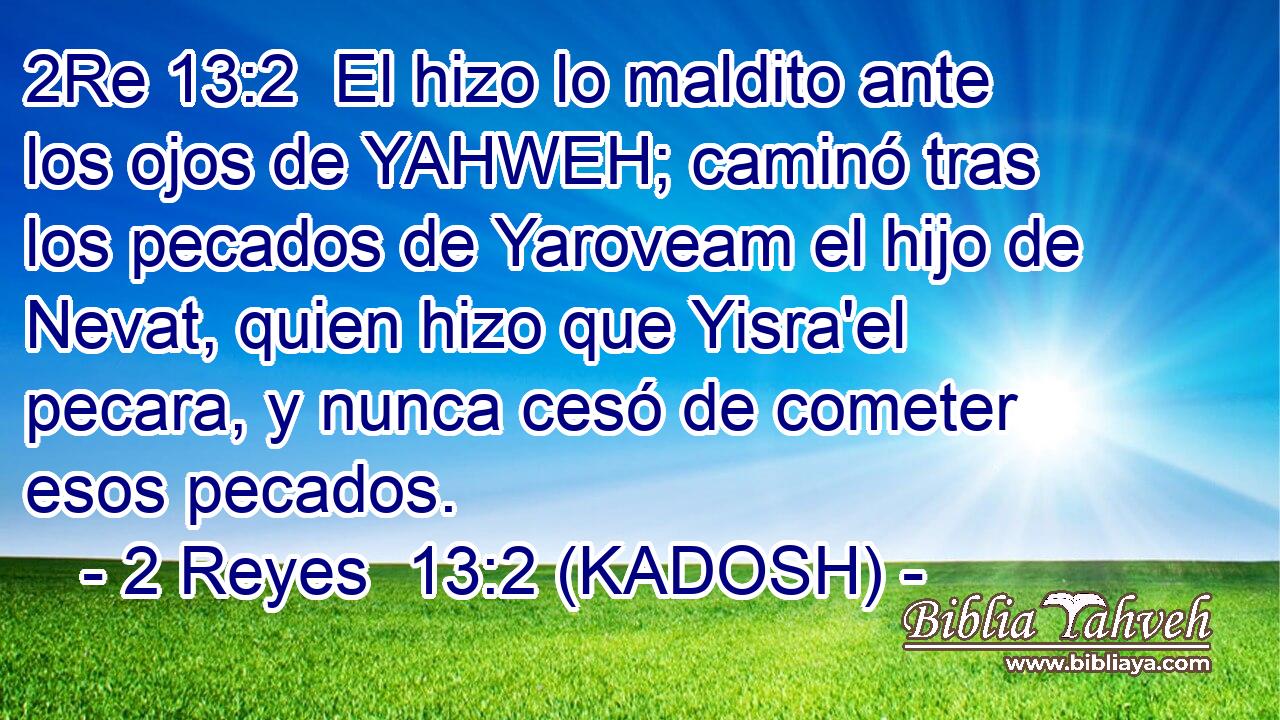  El hizo lo maldito ante los ojos de YAHWEH; caminó tras los pecados de Yaroveam el hijo de Nevat, quien hizo que Yisra'el pecara, y nunca cesó de cometer esos pecados. 