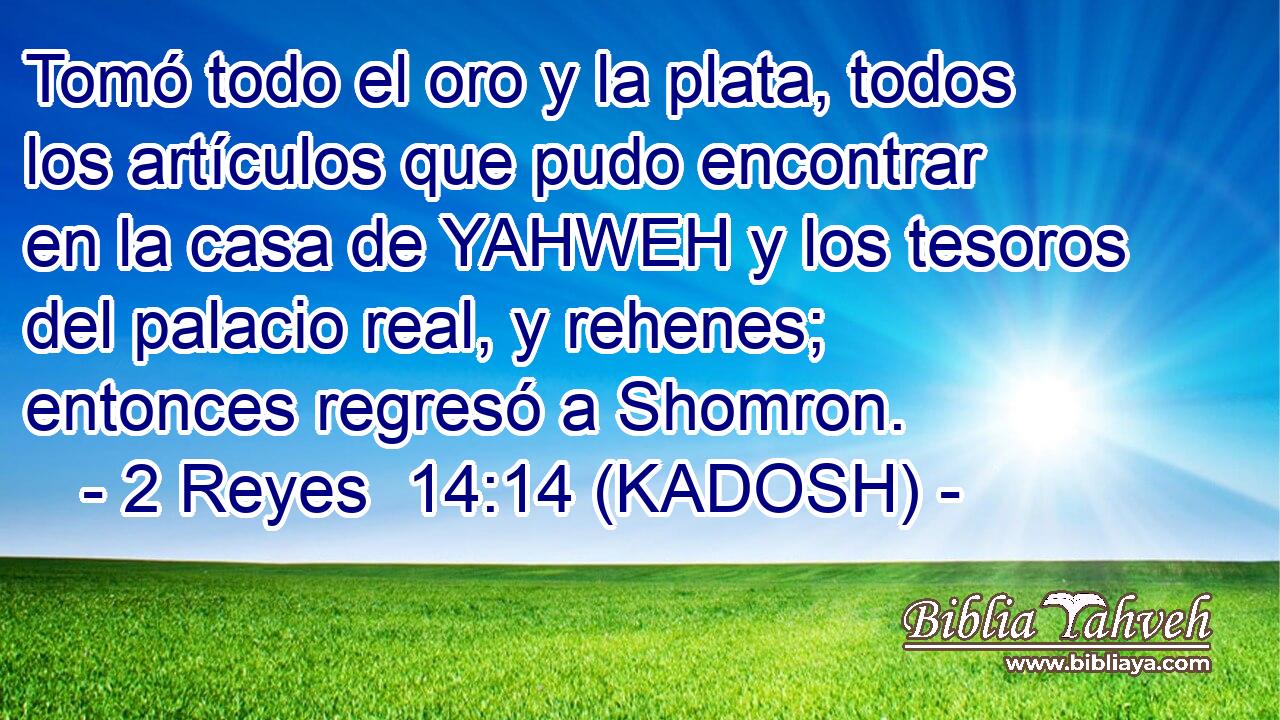  Tomó todo el oro y la plata, todos los artículos que pudo encontrar en la casa de YAHWEH y los tesoros del palacio real, y rehenes; entonces regresó a Shomron. 