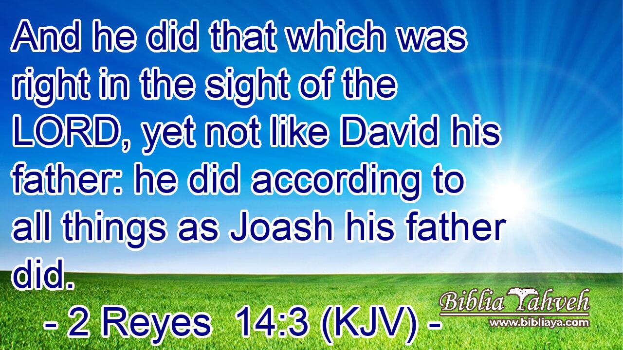 And he did that which was right in the sight of the LORD, yet not like David his father: he did according to all things as Joash his father did.