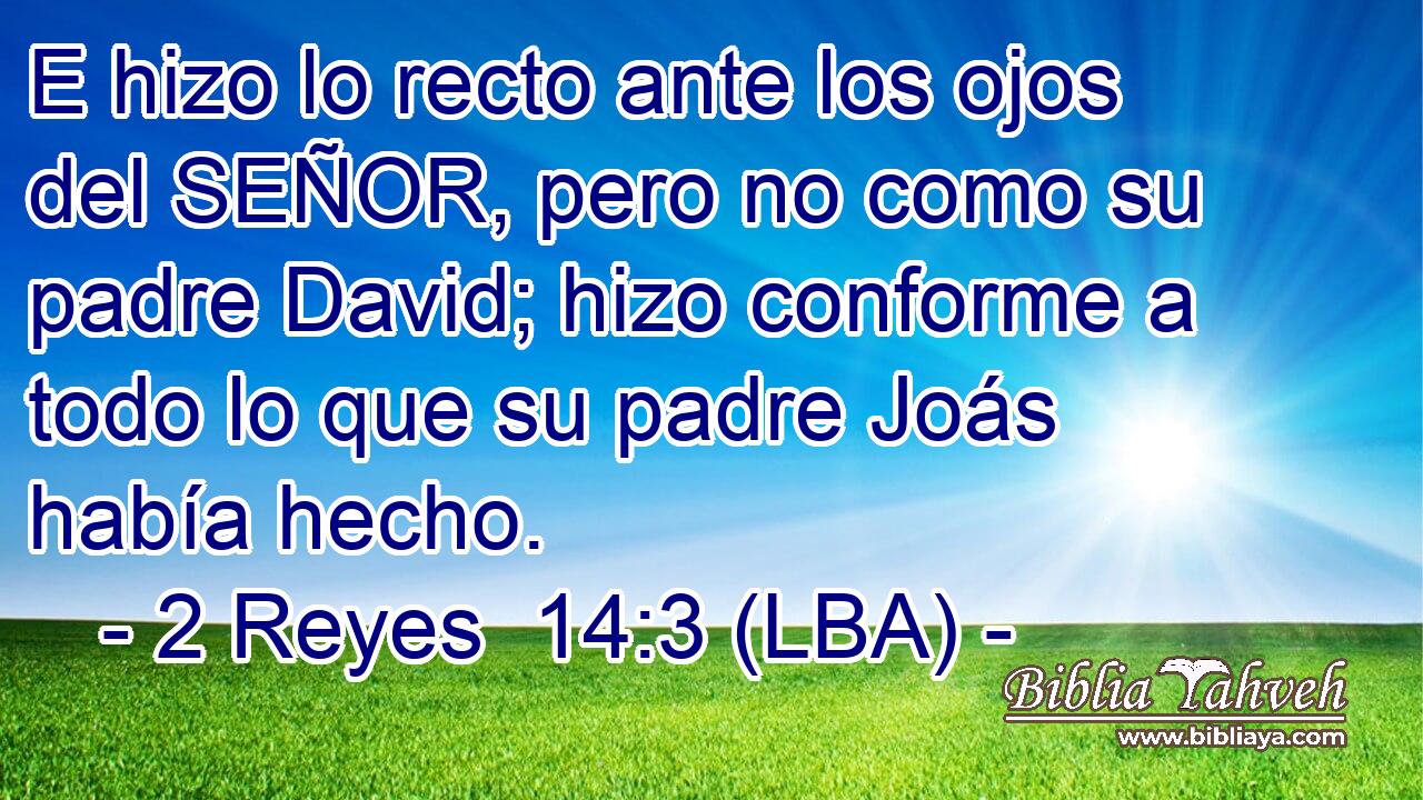 E hizo lo recto ante los ojos del SEÑOR, pero no como su padre David; hizo conforme a todo lo que su padre Joás había hecho.