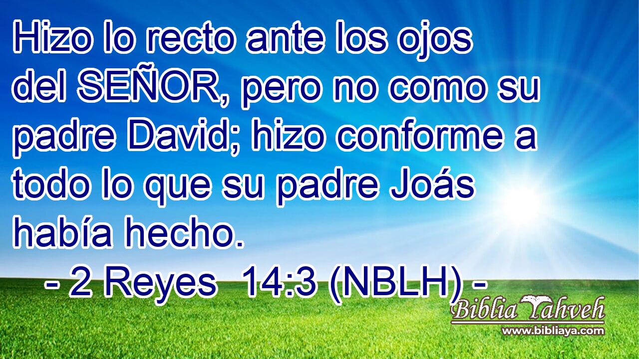  Hizo lo recto ante los ojos del SEÑOR, pero no como su padre David; hizo conforme a todo lo que su padre Joás había hecho. 