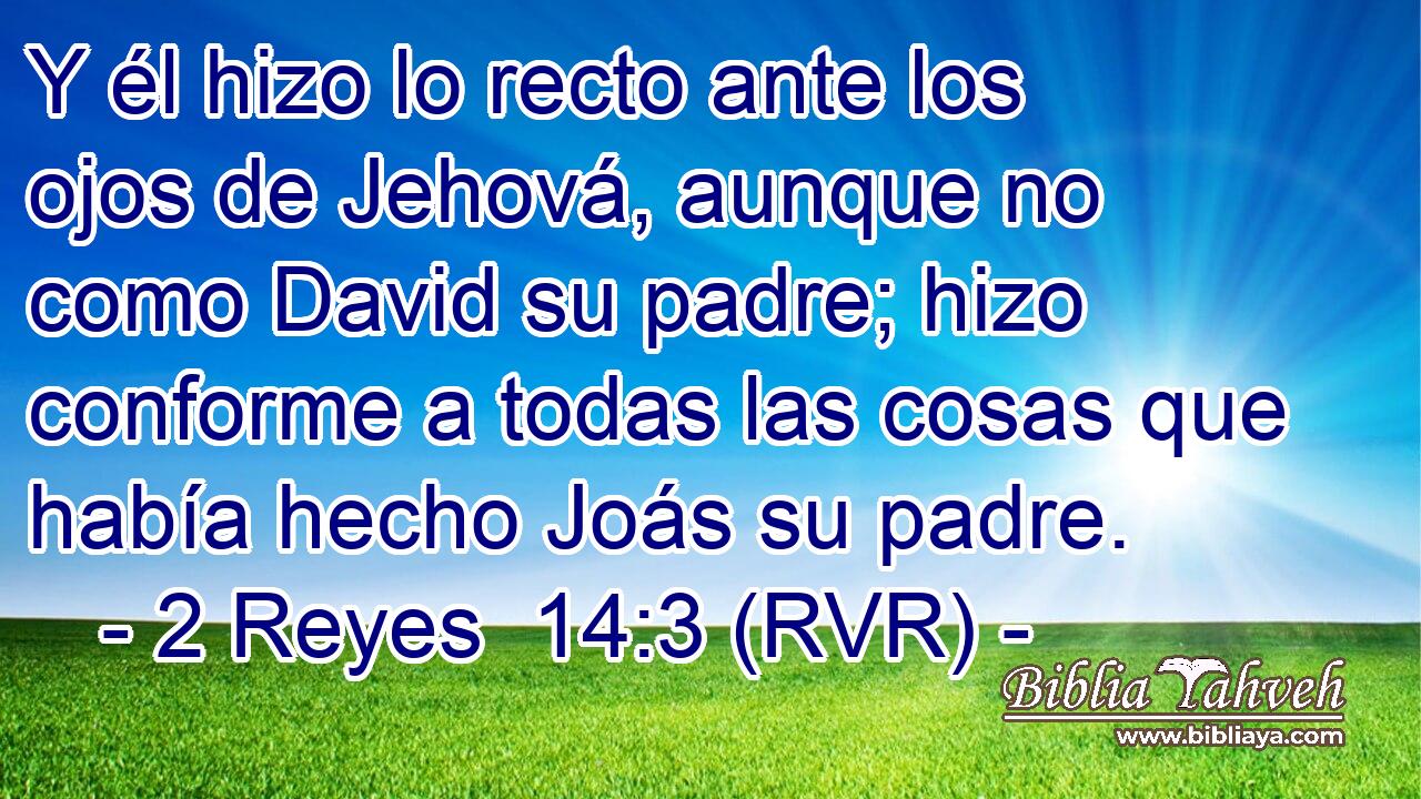 Y él hizo lo recto ante los ojos de Jehová, aunque no como David su padre; hizo conforme a todas las cosas que había hecho Joás su padre.