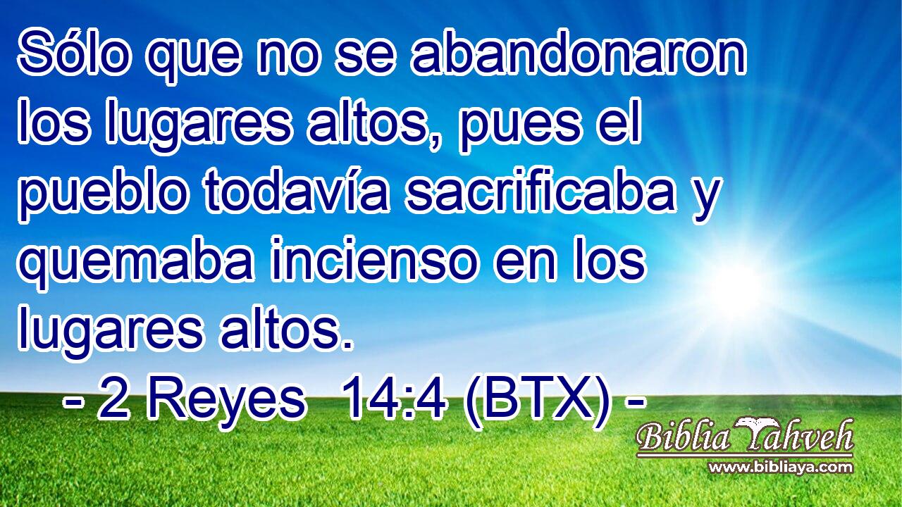 Sólo que no se abandonaron los lugares altos, pues el pueblo todavía sacrificaba y quemaba incienso en los lugares altos.