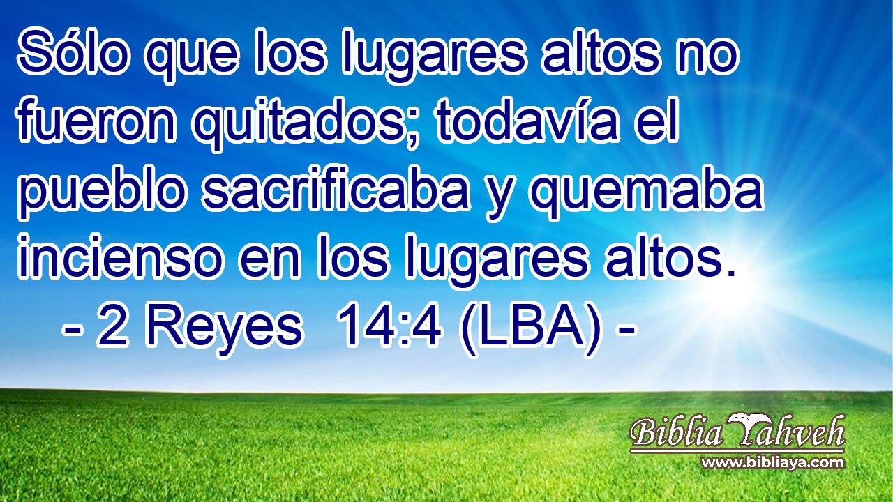 Sólo que los lugares altos no fueron quitados; todavía el pueblo sacrificaba y quemaba incienso en los lugares altos.