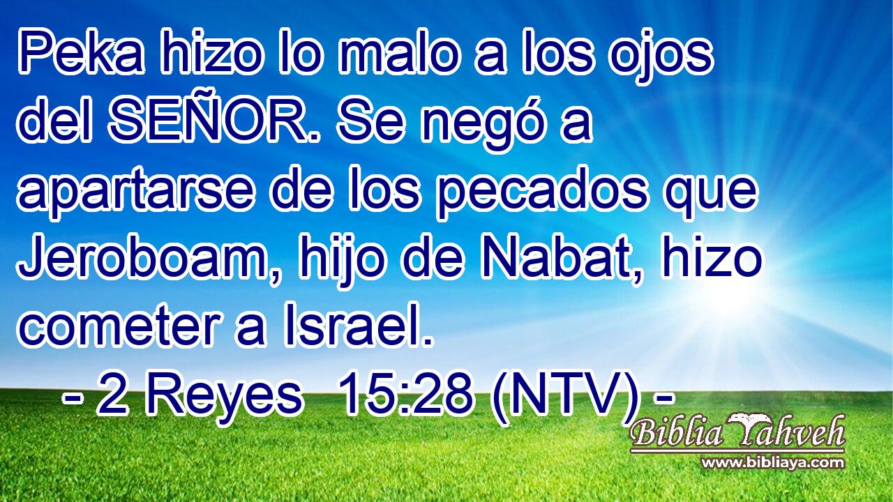 Peka hizo lo malo a los ojos del SEÑOR. Se negó a apartarse de los pecados que Jeroboam, hijo de Nabat, hizo cometer a Israel.