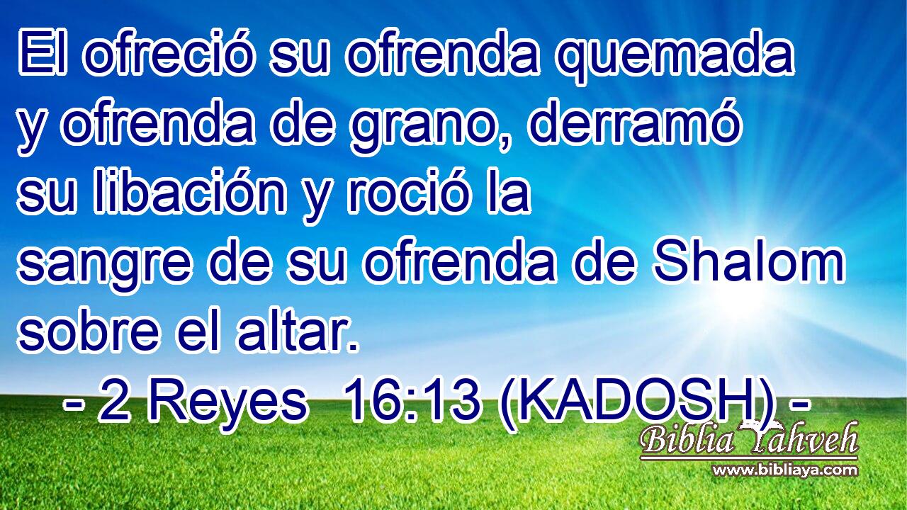  El ofreció su ofrenda quemada y ofrenda de grano, derramó su libación y roció la sangre de su ofrenda de Shalom sobre el altar. 
