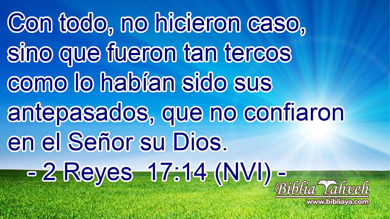  Con todo, no hicieron caso, sino que fueron tan tercos como lo habían sido sus antepasados, que no confiaron en el Señor su Dios. 