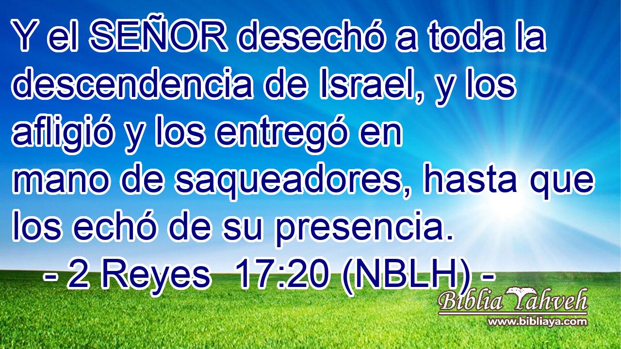  Y el SEÑOR desechó a toda la descendencia de Israel, y los afligió y los entregó en mano de saqueadores, hasta que los echó de su presencia. 