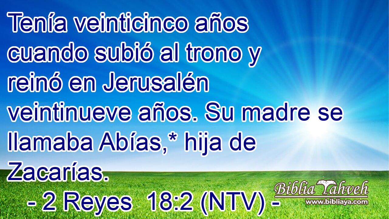 Tenía veinticinco años cuando subió al trono y reinó en Jerusalén veintinueve años. Su madre se llamaba Abías,* hija de Zacarías.