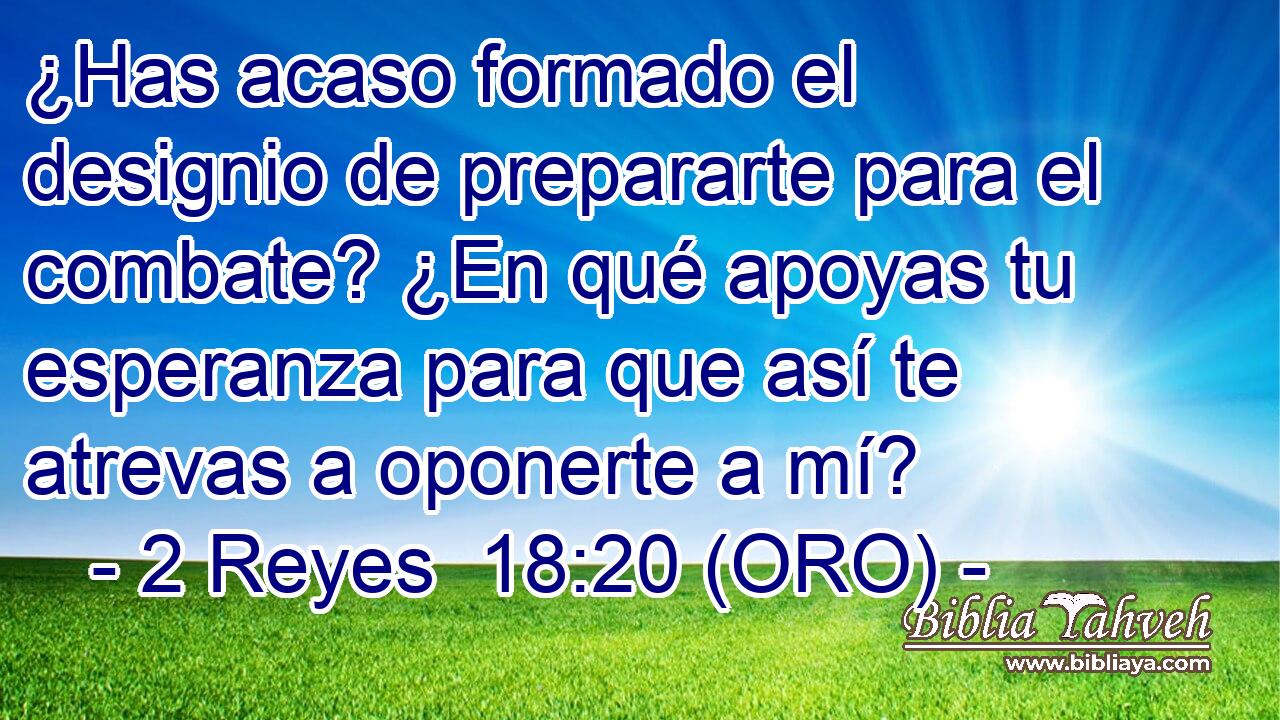  ¿Has acaso formado el designio de prepararte para el combate? ¿En qué apoyas tu esperanza para que así te atrevas a oponerte a mí? 