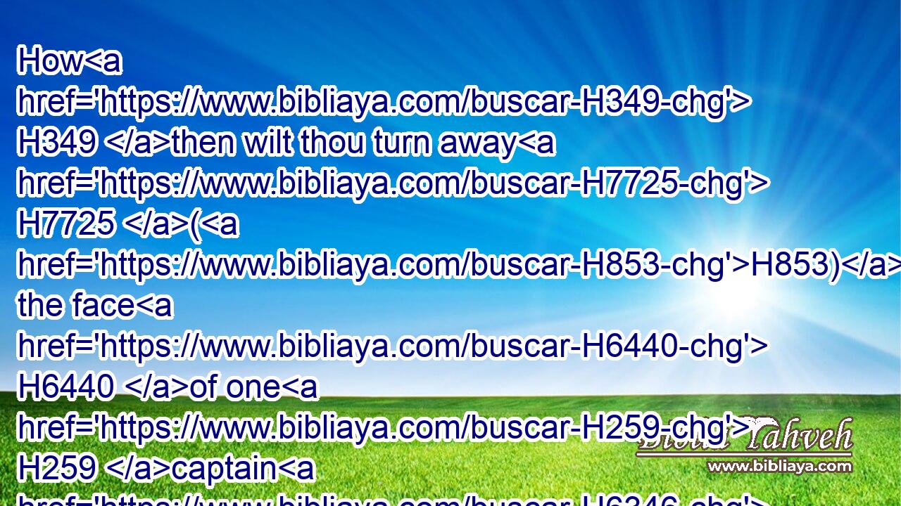 How H349 then wilt thou turn away H7725 (H853) the face H6440 of one H259 captain H6346 of the least H6996 of my master's H113 servants, H5650 and put thy trust H982 on H5921 Egypt H4714 for chariots H7393 and for horsemen?H6571