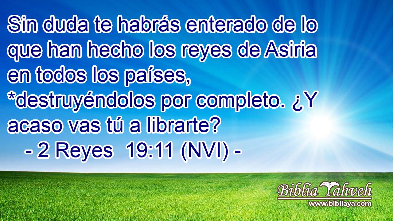  Sin duda te habrás enterado de lo que han hecho los reyes de Asiria en todos los países, *destruyéndolos por completo. ¿Y acaso vas tú a librarte? 